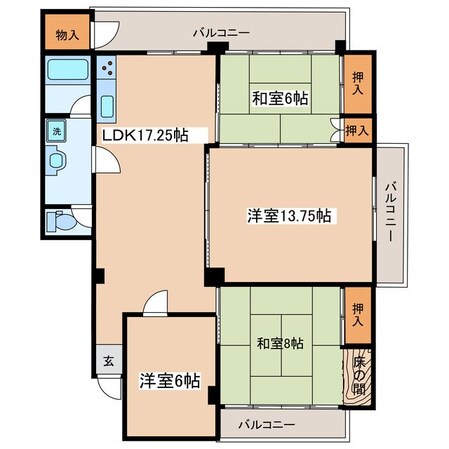 平田駅 徒歩8分 4階の物件間取画像